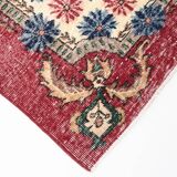 7x11 Rug For Living Room Red Green Bordered Vintage Area Rug, 215x335Cm
