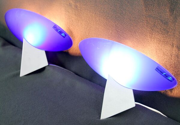 Paire d'appliques verre bleu Murano post-moderne 1980's par Carlo Nason Murano Due, Italie