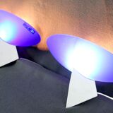 Pair of post-modern Murano blue glass wall lights 1980's by Carlo Nason Murano Due, Italy