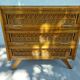 Commode vintage pieds compas en bois massif et osier