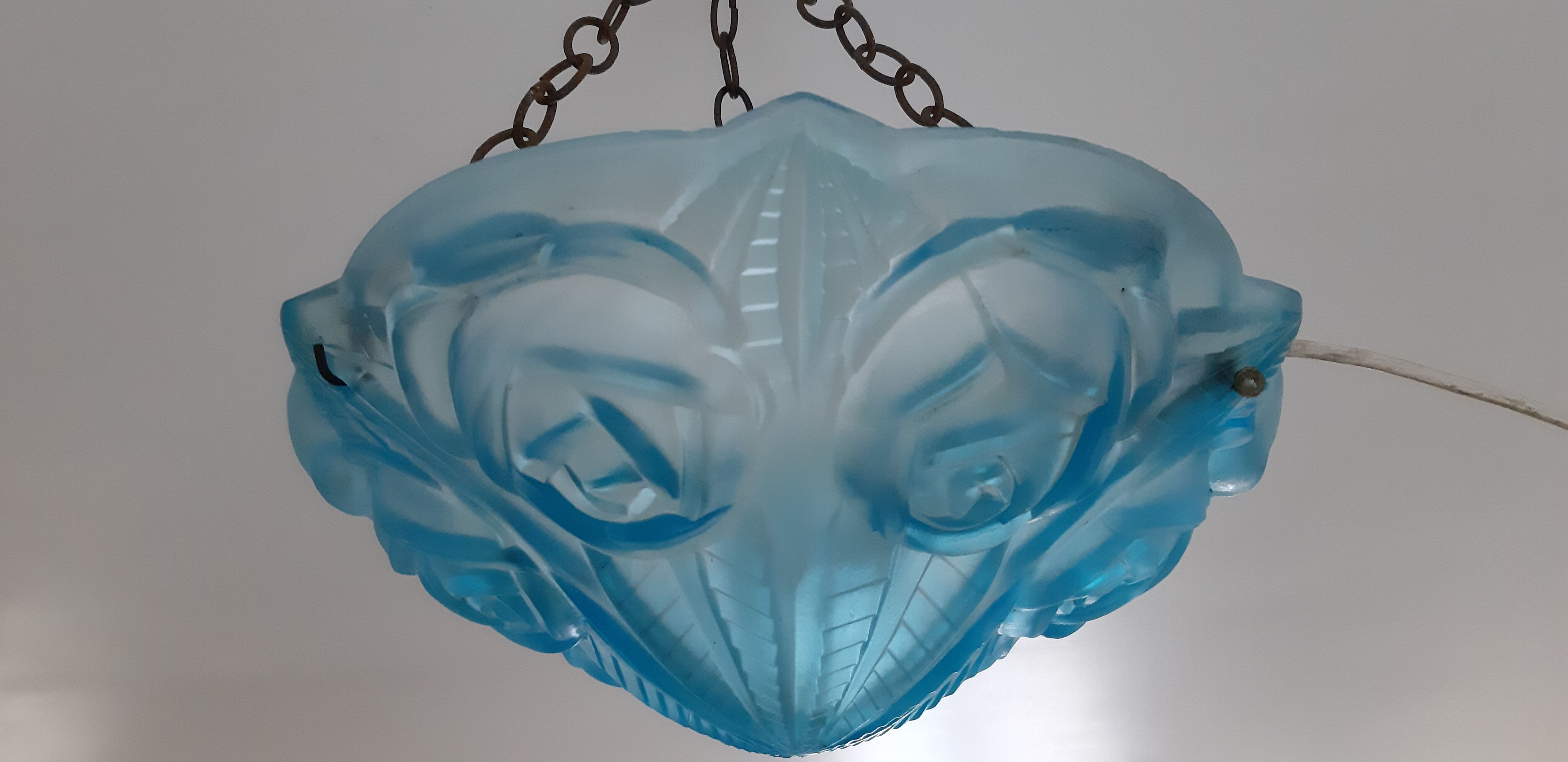 Glass chandelier Degué Blue
