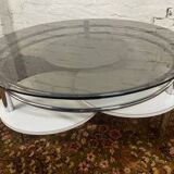 Table basse années 70 plateaux pivotants