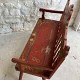 Banc folklorique en bois peint - Europe de l'Est probablement Hongrie - début 20e