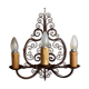 French triple wall sconce in wrought iron, early 20th century.