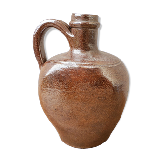 Bouteille vase en grès vernissé marron