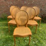Set of 6 Louis XVI style cane medallion chairs