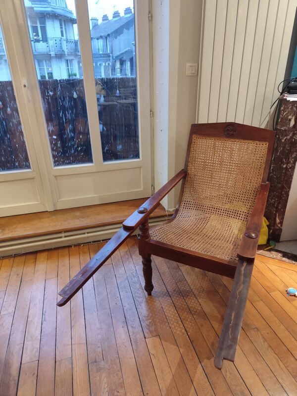 Fauteuil de planteur bois et cannage