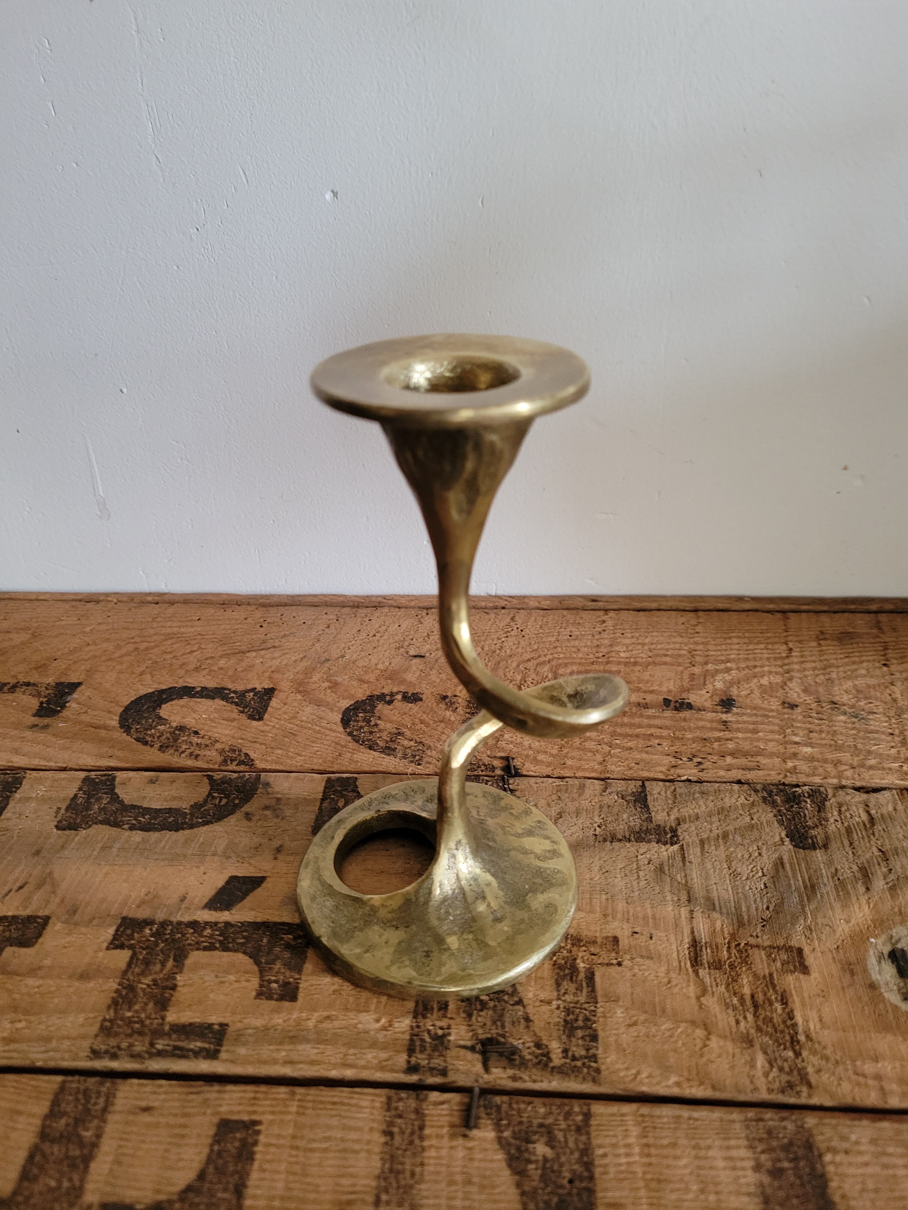 Art Deco bronze snake candle holder