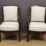 Pair Of Louis Philippe Period Armchairs With Mahogany Crosses XIX