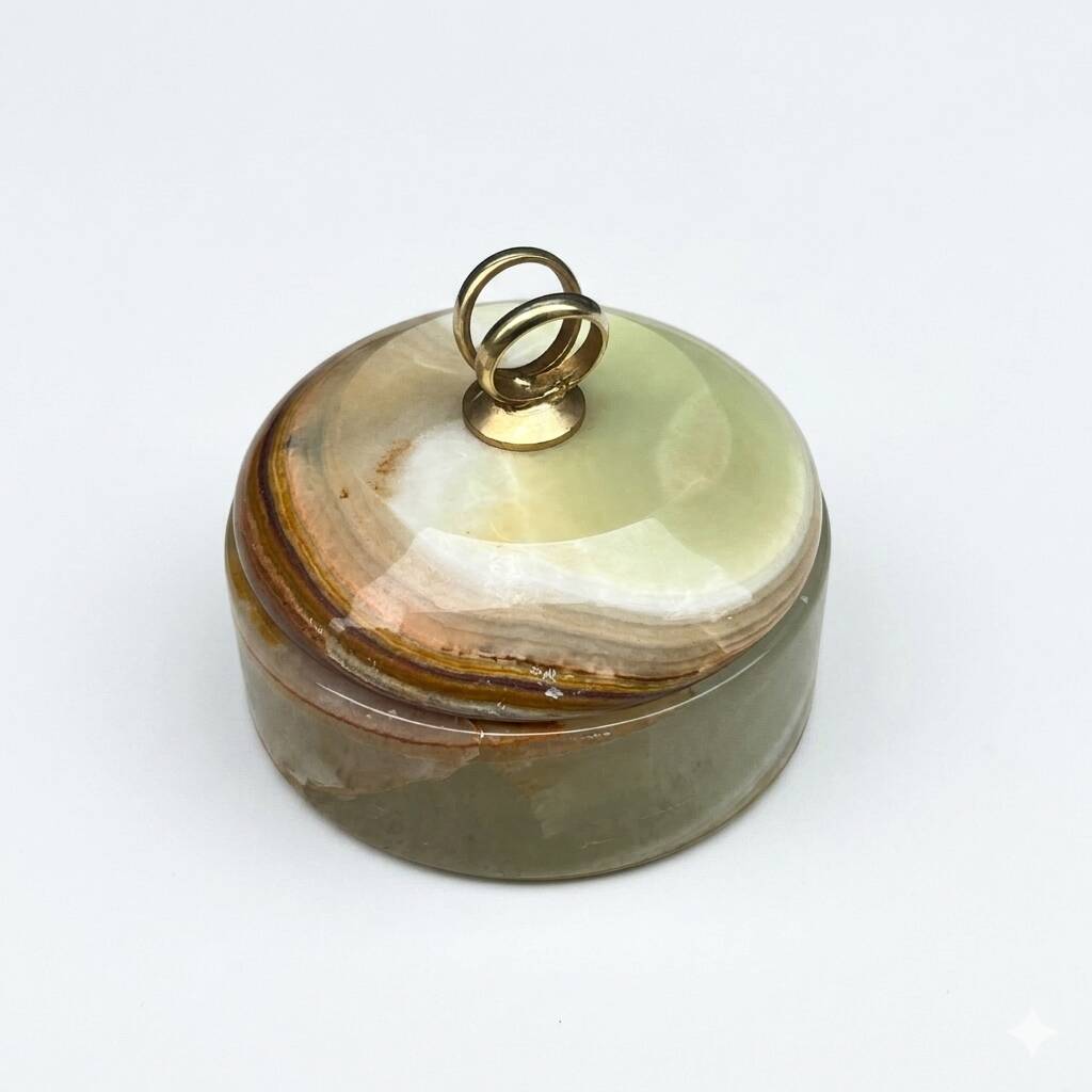 Green onyx catchall - Vintage 1970 green onyx jewellery box