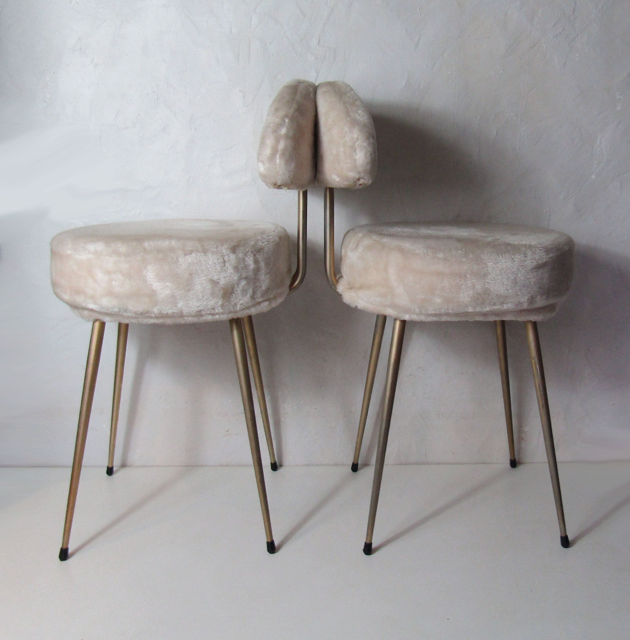 Set of 2 Pelfran vintage ivory fur chairs