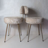 Set of 2 Pelfran vintage ivory fur chairs