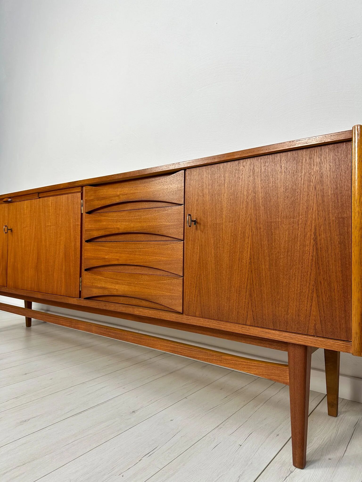 1960s Vintage Large Minimalistic Mid-Century Teak Sideboard