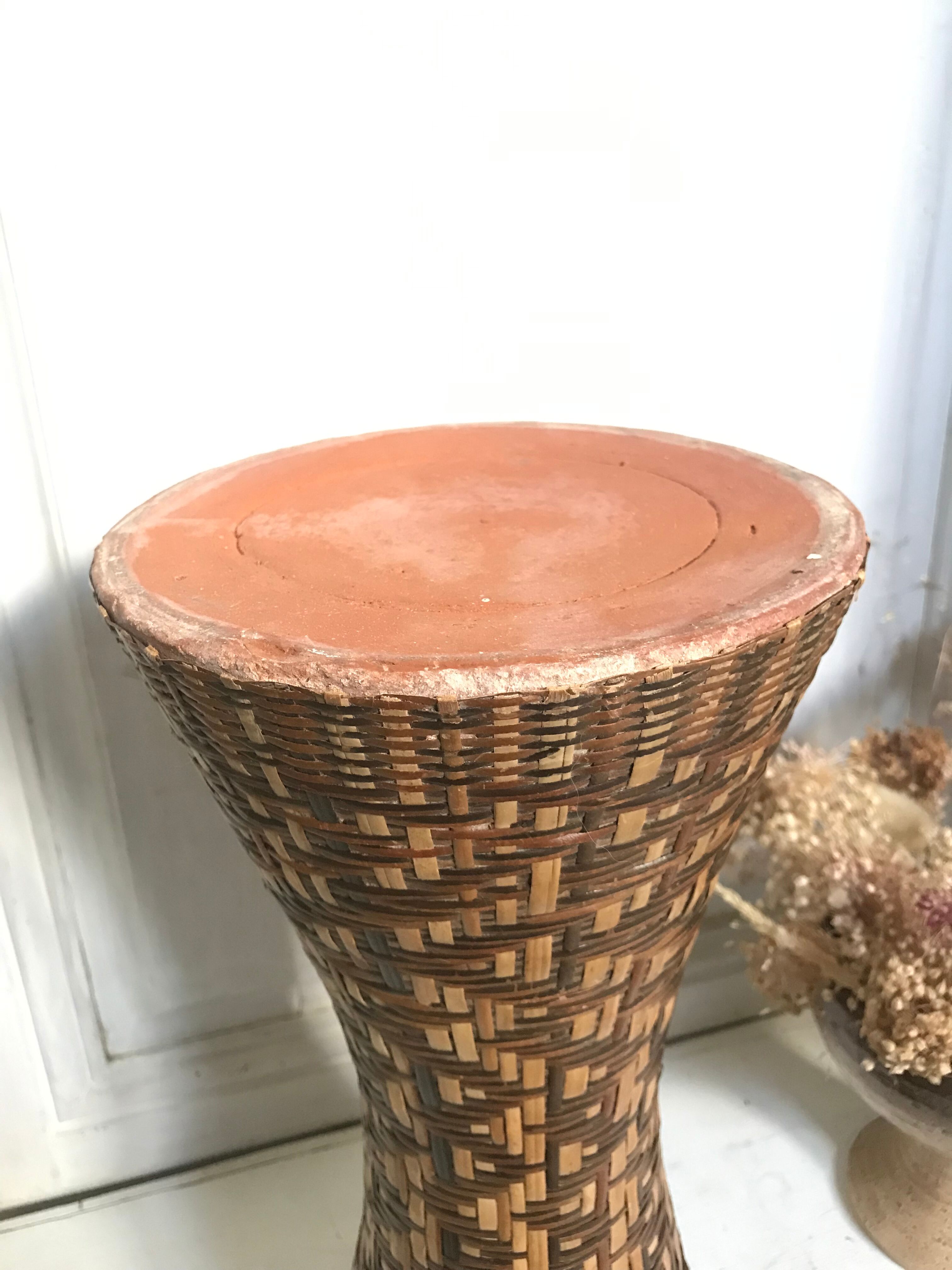 Diabolo vase in braided rattan 40cm