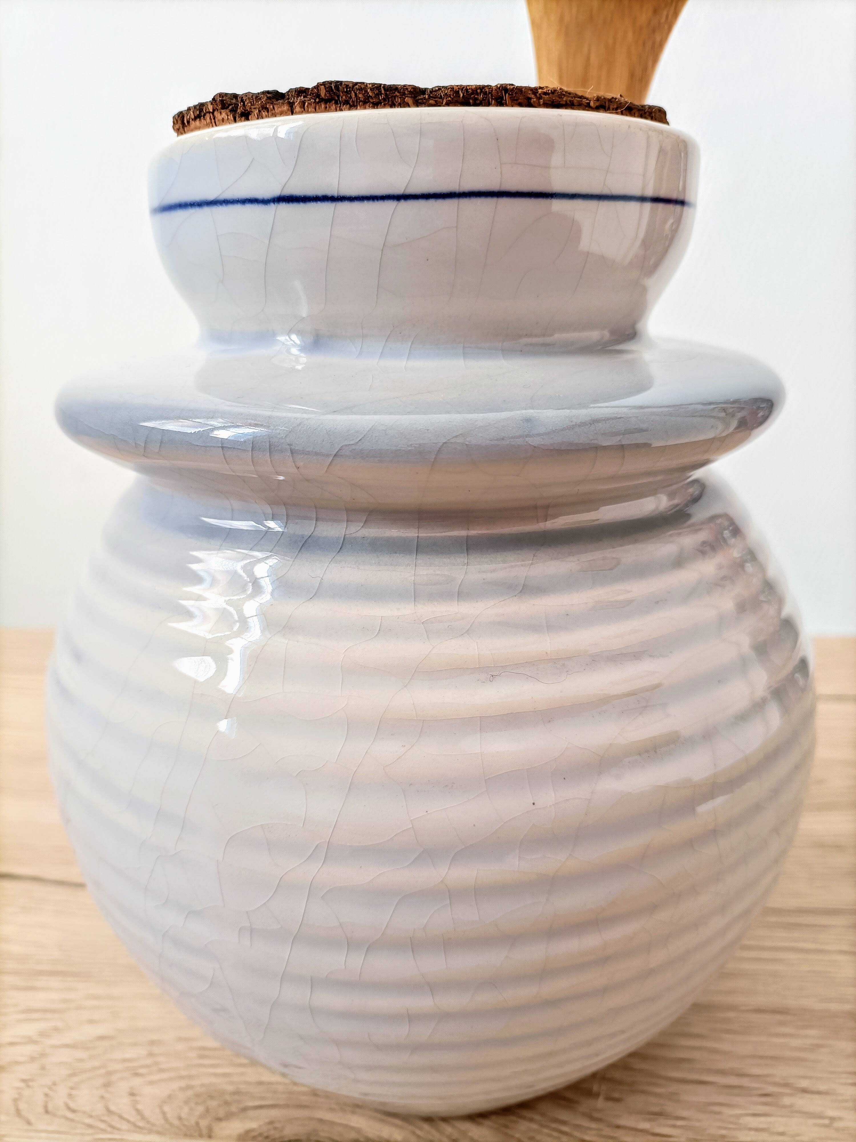 Saint Amand earthenware pickle or olive pot