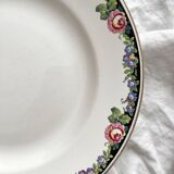 Compotier bas frise fleuries noire Digoin et Sarreguemines vintage