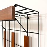 Metal and wood wall coat rack, 1950s-60s.
