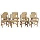 Henning Kjærnulf, set of 8 chairs, Oak and Hessian, Mid Century Modern, 1960s