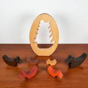 Puzzle en bois vintage avec figurines de canards