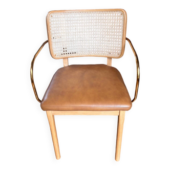 Cannage chair with armrest