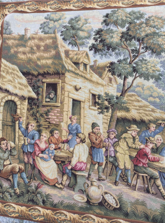 Vintage French tapestry Jaquar 84 x 201 cm