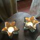 Pair of mercurized glass candle holders in the shape of stars