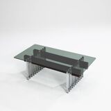 Chrome, Teak and Smoked Glass Coffee Table, Italy, 1970s