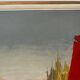 Marine, "Red Sail" technique with knife on panel signed Riccy.