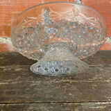 Vintage Decorated Moulded Crystal Aperitif Plate on Stand #D66