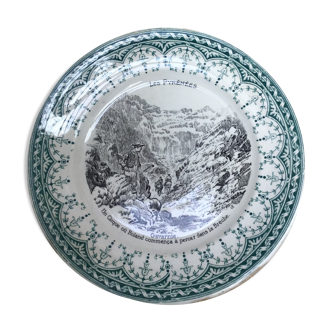 10 assiettes à dessert parlantes Digoin Sarreguemines Les Pyrénées