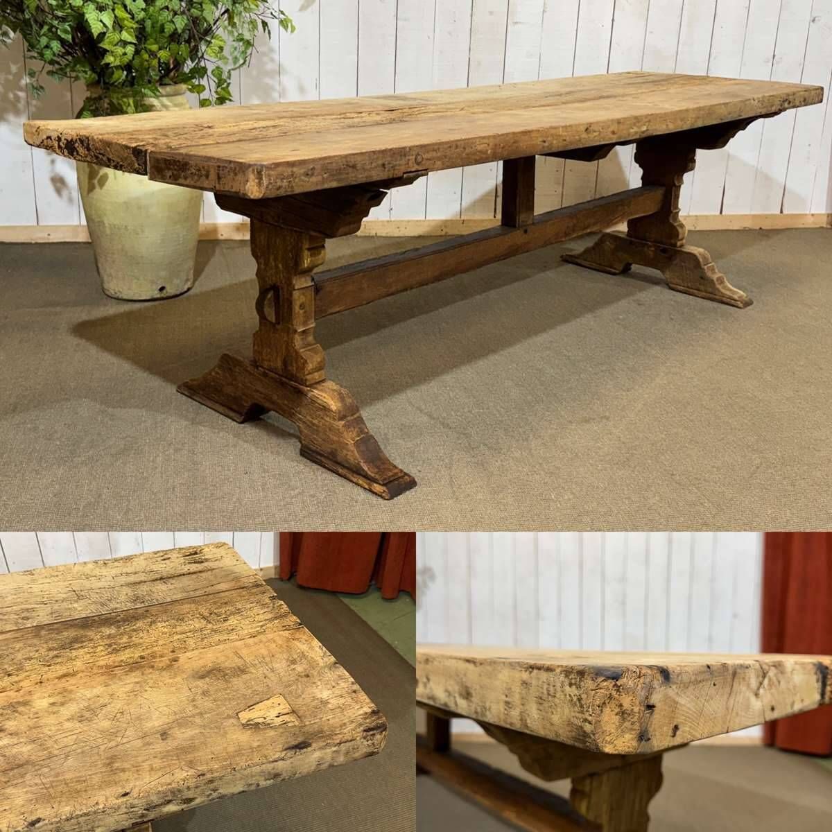 Table monastère en chêne brut XIXème
