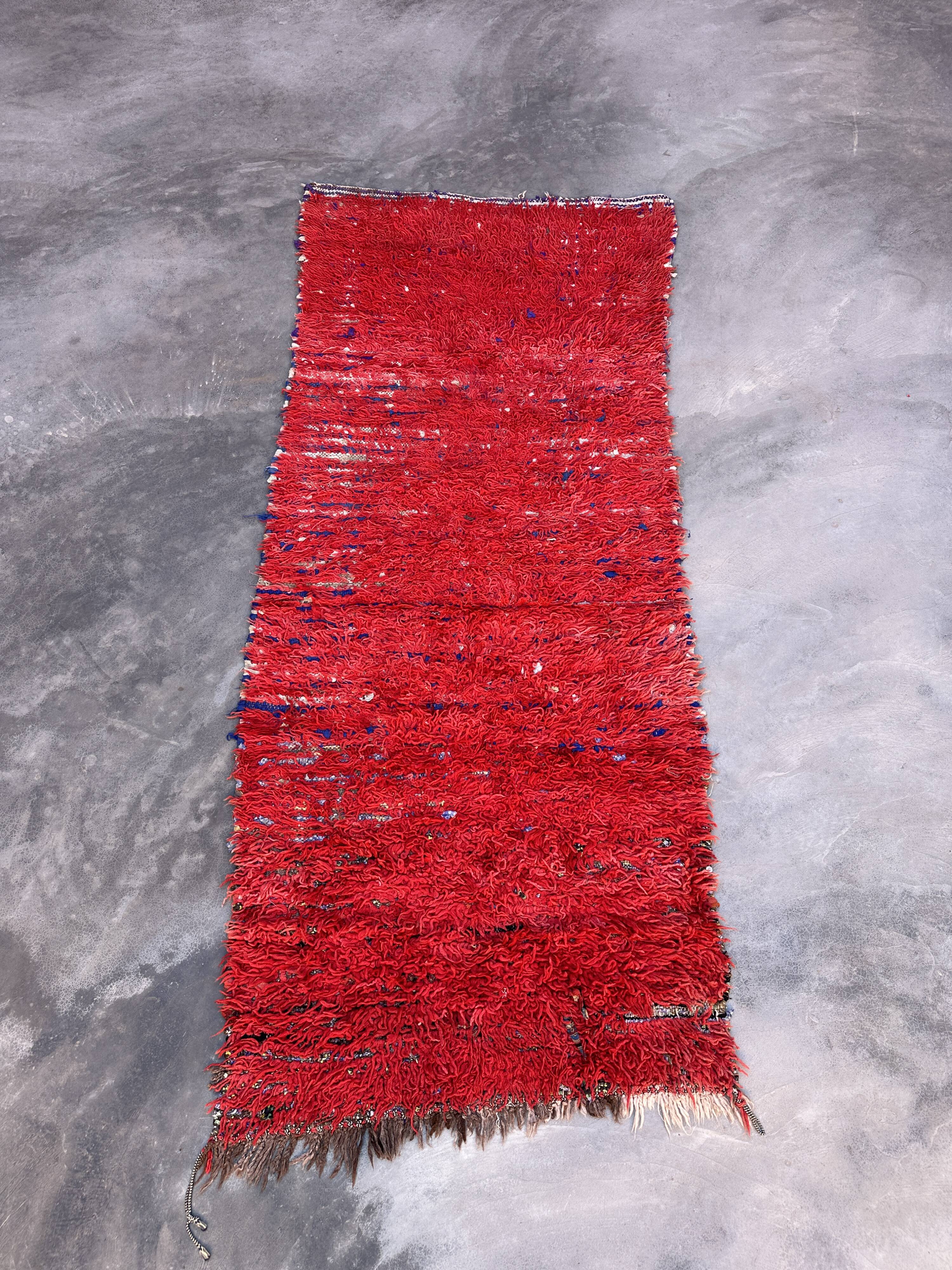 Red Boujad Moroccan rug - 207 x 88 cm