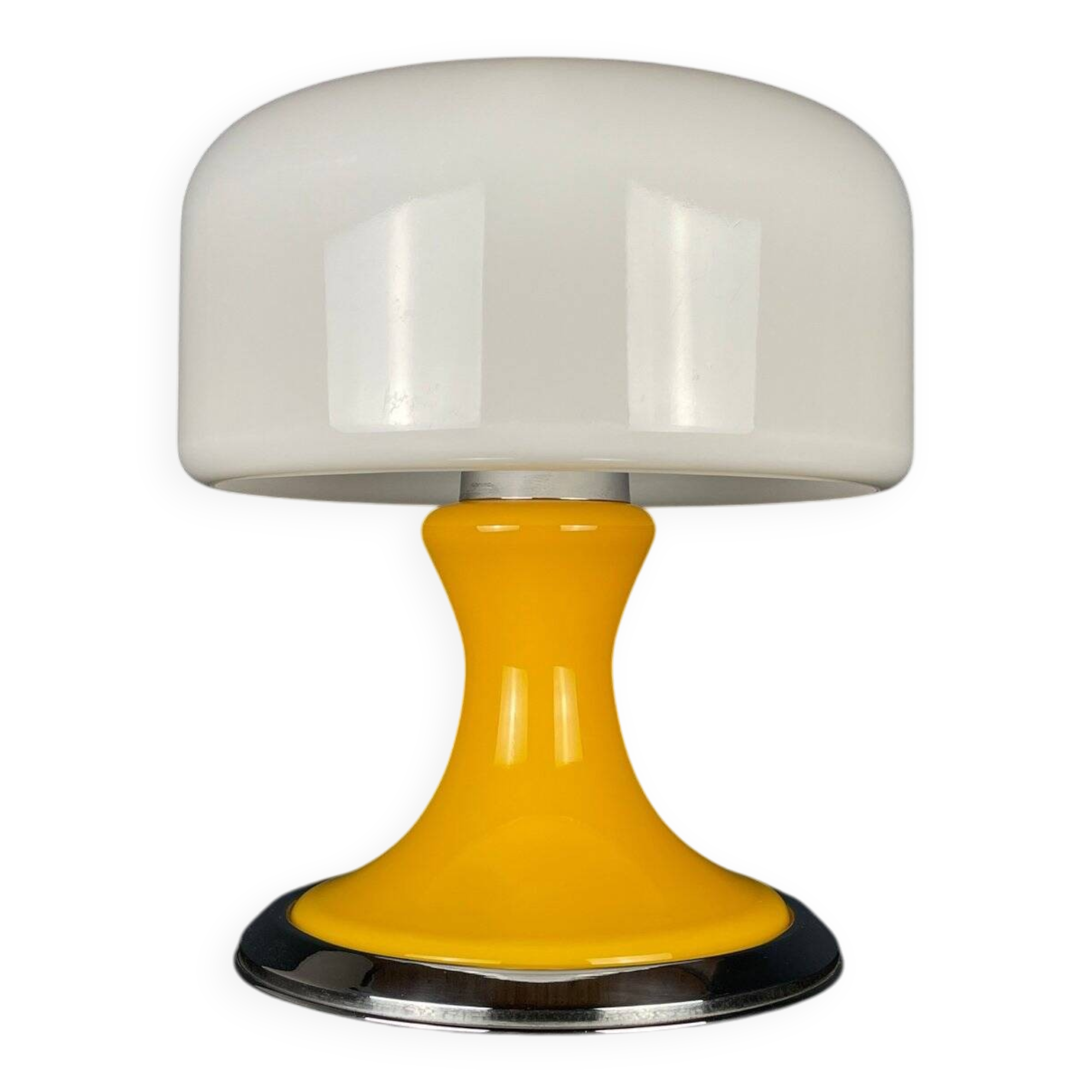 Mid-century Italian yellow table lamp from the 1970s.