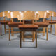 Vintage dining chairs in natural leather and beech Italy