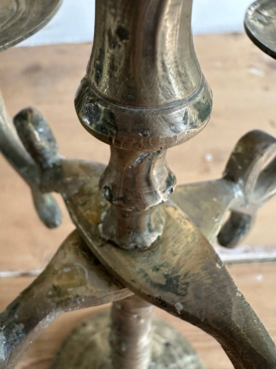 Five-branched brass candlestick