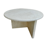 Side table, round travertine sofa end