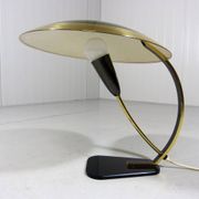 Lampe de bureau rare en laiton et verre des années 1950