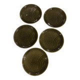Lot de 5 assiettes vintage poisson vert