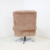 Midcentury swivel leather armchair, peem, finland, 1970s