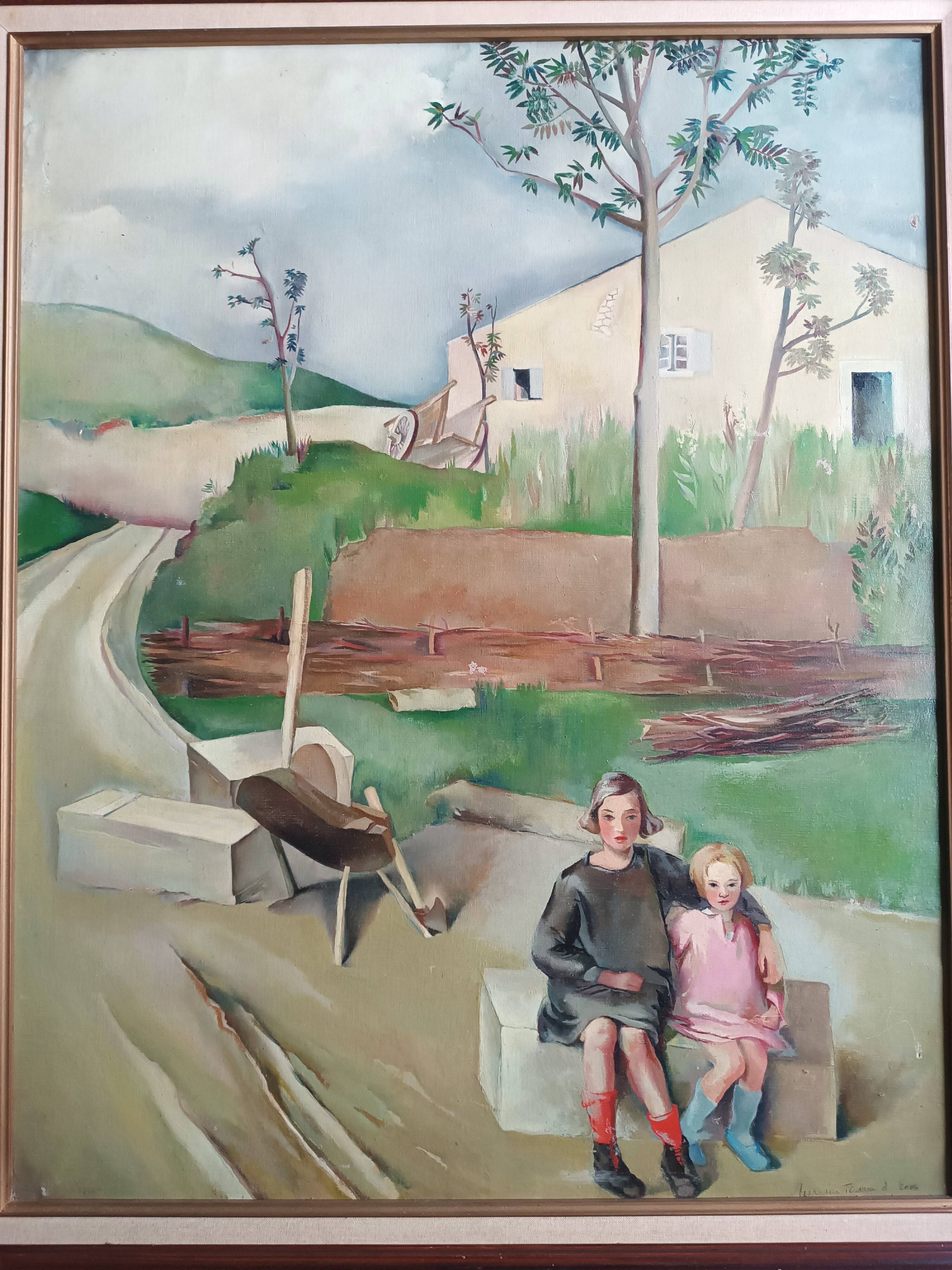 Oil painting on canvas signed lucienne tessier du cros