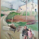 Oil painting on canvas signed lucienne tessier du cros