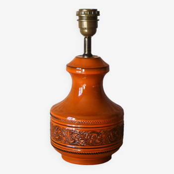 Orange ceramic lamp base from the 70s