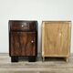 Art Decò bedside tables in walnut burl with pink glass top