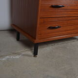 Teak chest of drawers and metal feet