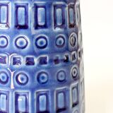 Vintage Scheurich Inka Vase, Blue Ceramic, West Germany