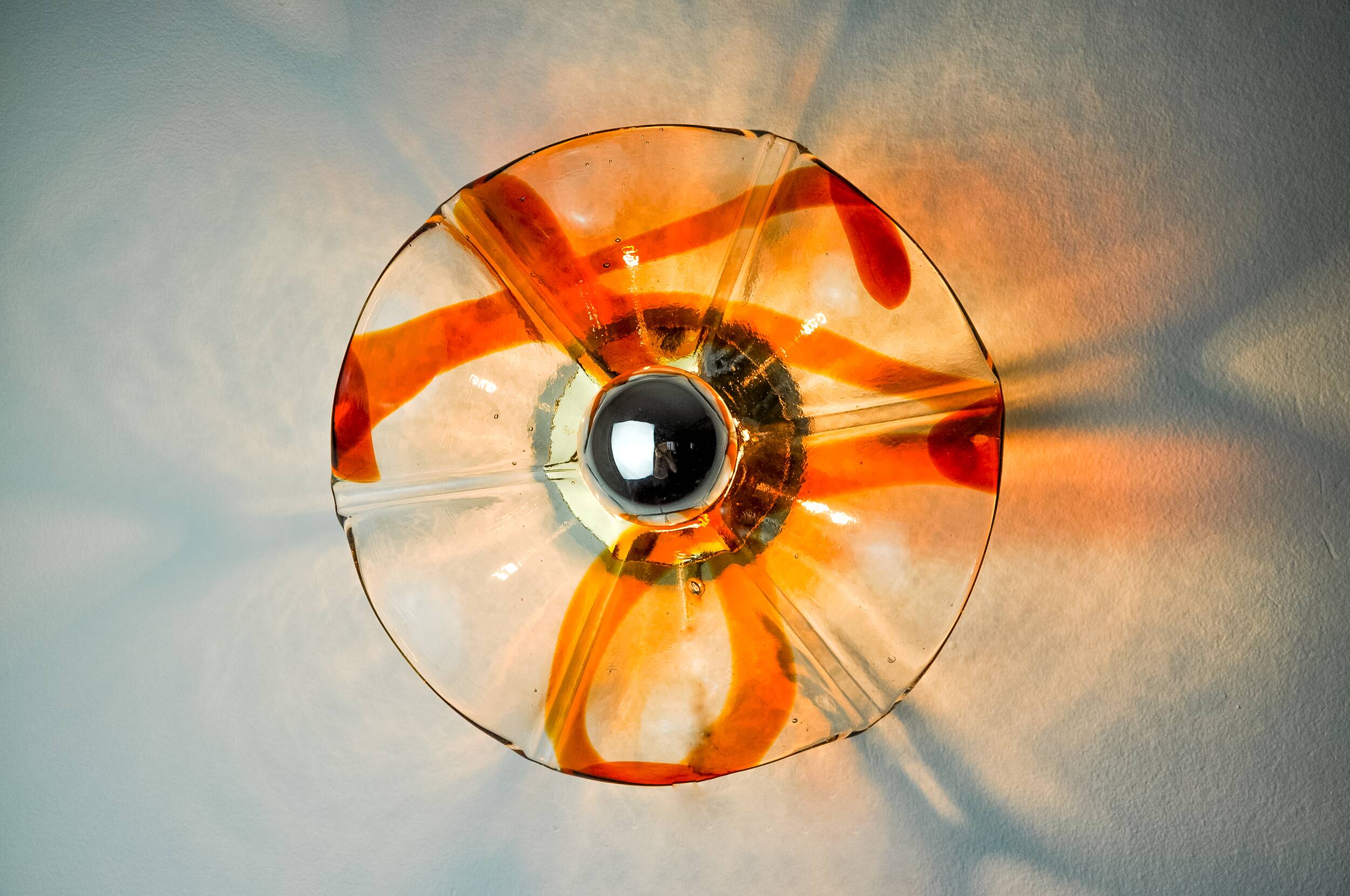 Fleur wall lamp by la Murina, orange murano glass, Italy, 1970