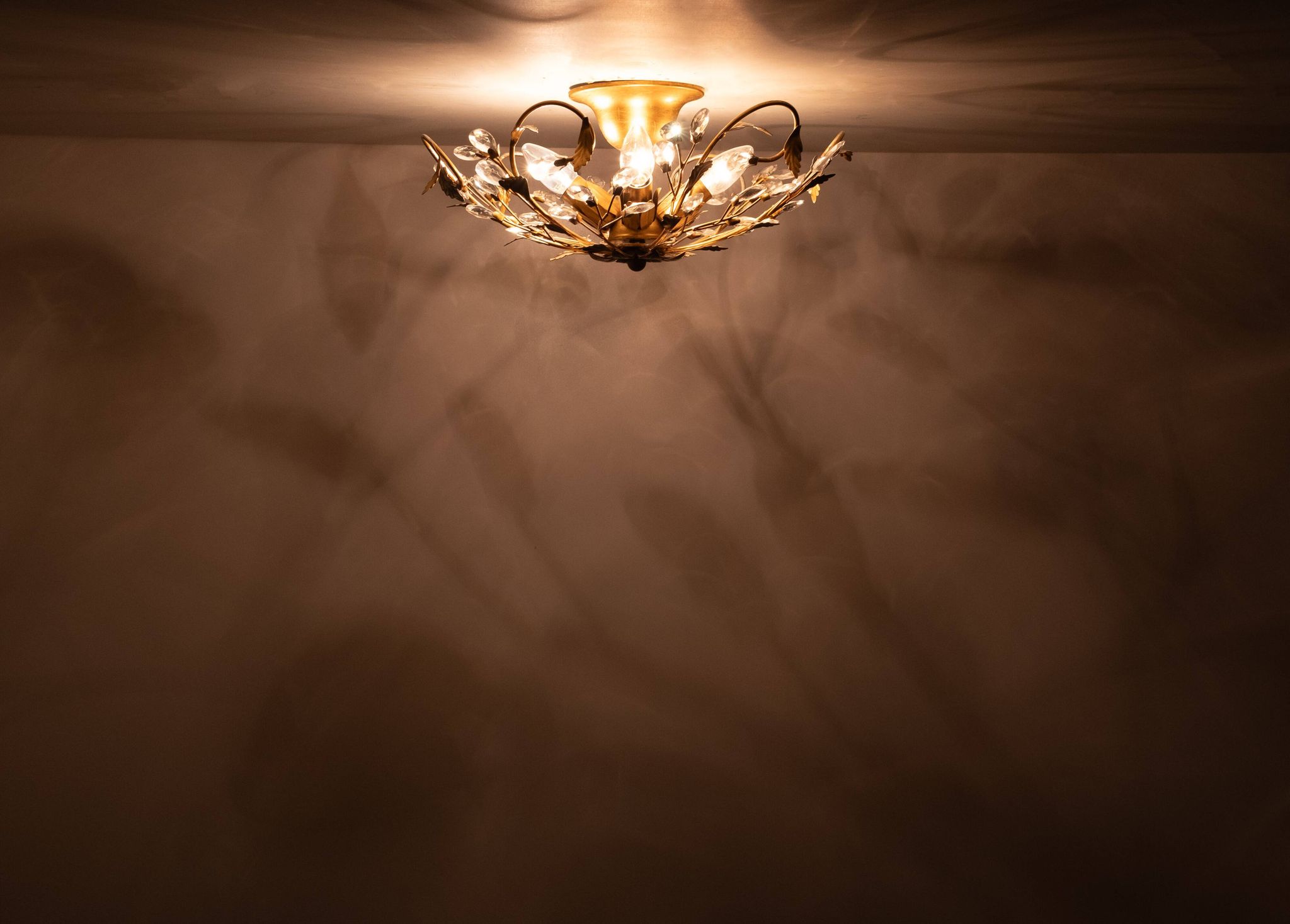 Gilded floral flush mount light attrib to banci firenze