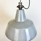 Industrial grey enamel factory pendant lamp, 1960s