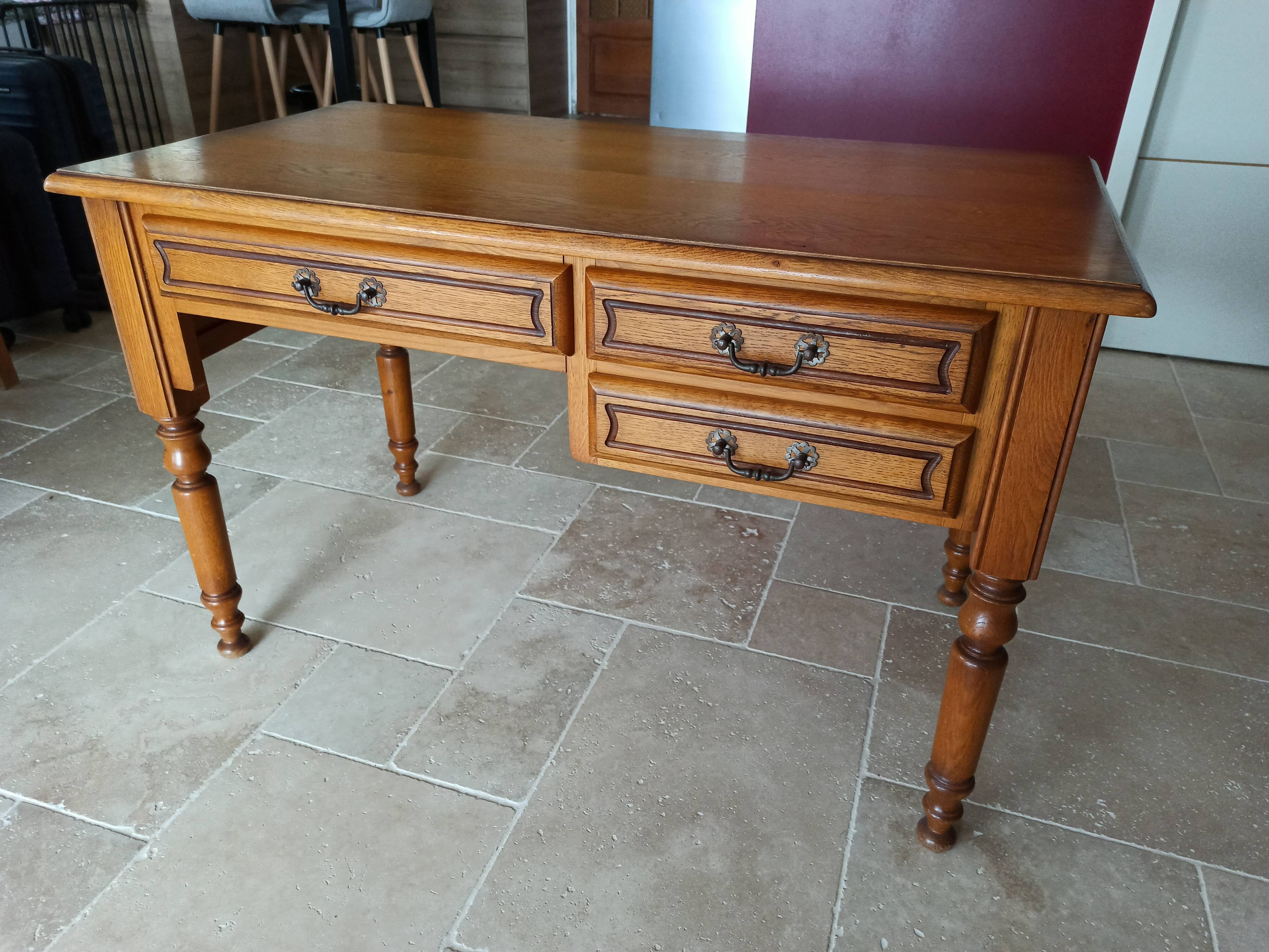 Bureau demi-ministre en chêne massif