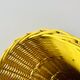 Yellow painted wicker umbrella stand - 1970s